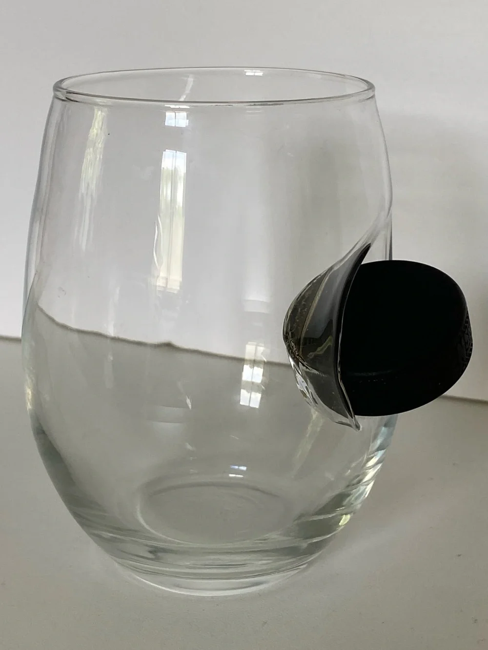 Original BenShot Wine Glass With Hockey Puck MADE IN USA Dad Wedding Gift Sporty